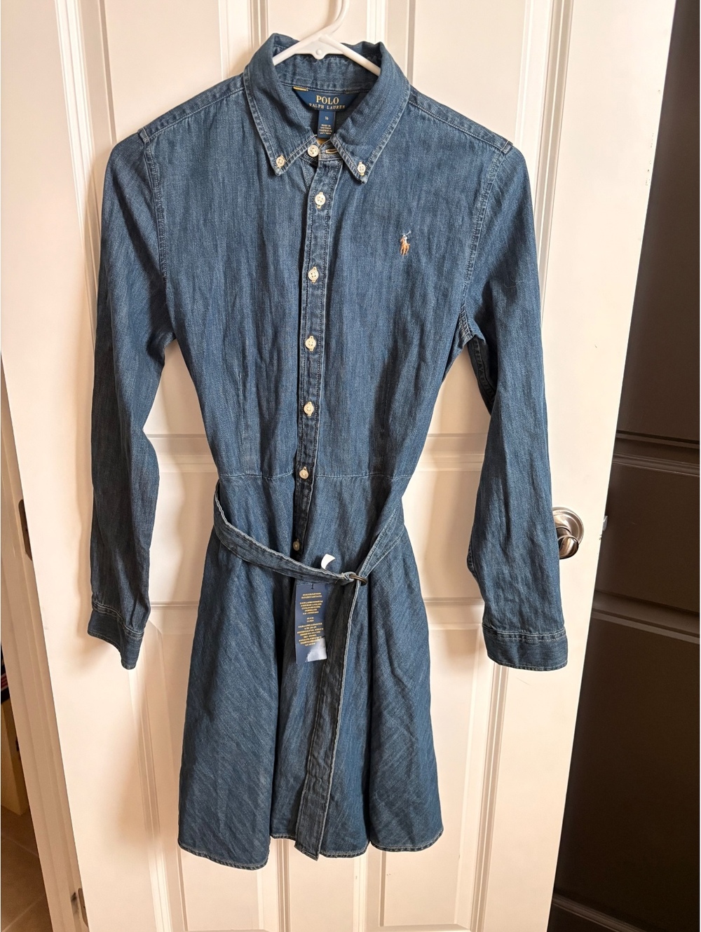 Polo Ralph Lauren Girls Denim Belted Shirt Dress 16 NWT